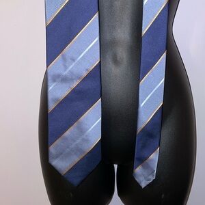 Boss Hugo Boss Blue Gold Yellow Striped Silk Necktie Tie